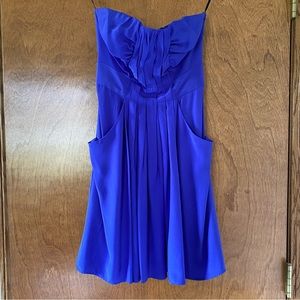 Strapless silk cobalt blue dress — like new